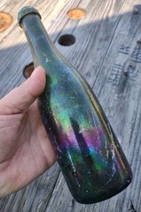 Antique Unbranded Wine Bottle With Iridescent Colored Patina Collectible