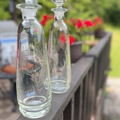 Vintage Glass Wine/Liquor Bottles (pair)