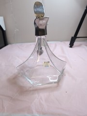 20th Century Handblown Glass & Pewter Carafe by Jean Goardere Wine Grape Handle