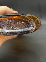 Vintage Bardenheier&rsquo;s Wine Amber Glass Embossed Pint Flask Bottle 1930s-1950s