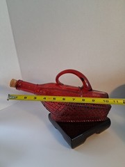 VTG! 1960&rsquo;s Crimson Red Glass »Wine Bottle In A Basket » Figure; « La Mediterranea »
