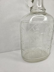 Vtg 1/2 Gal. Glass Wine Decanter Embossed Grape/Vine Design Bottle w/Lid Handle