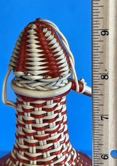 Vintage 60&rsquo;s Wine Decanter Plastic Wicker Wrapped Bottle Made in SPAIN