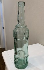 Vtg Himark Empty Green Blue Ornate Glass Bottle 12 1/2” H Made In Spain