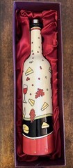 Benaya Wine Bottle Hand Crafted Porcelain & Enamel signed JP 06. Vintage Piece