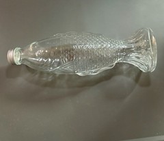Vintage Cevin Clear Glass Fish Shaped Chianti Wine Bottle