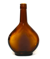 Vintage Glass Wine Bottles Brown Amber Flask & Green Mateus Set 2