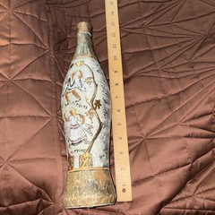 1960s Italian Ceramic & 24k Gold Roman Men Wine Titvlvs Bottle by Fazi Battaglia