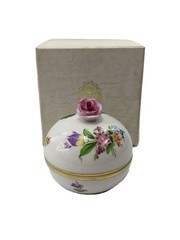Herend Floral Rose Knob Round Bonbonniere Fancy Trinket Box Porcelain W7.5xH7.5c