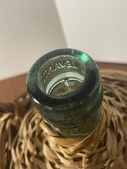 Vintage V. Levante Spanish wicker covered green glass demijohn bottle See Pics