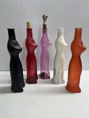 Riesling Happy Cat Orange Black White Pink Red Figural Glass Empty Bottles