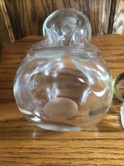 Vintage Clear Glass Pinch Decanter Bottle Wine Blown Polished Pontil 12”