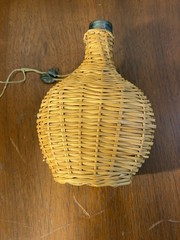 V. Levante Vintage Spanish Wicker-Covered Green Glass Demijohn Bottle