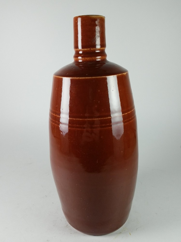 Lancers Wine Brown Stoneware Bottle 10.5-Inch Tall Vintage