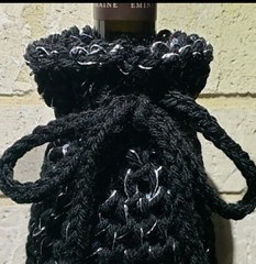 Handmade Elegant Black With Silver Sequins Wine Bottle Cover Or Sweater