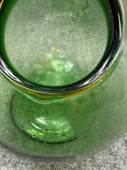Vintage 1960s Italian Glass Wine Chiller Green Glass Decanter Bottle Blown Glass