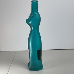 Moselland Riesling “Happy Cat” Frosted Green Figural Glass Empty Bottle