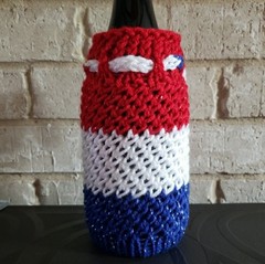 Handmade Knit 4th Of July Wine Bottle Cover