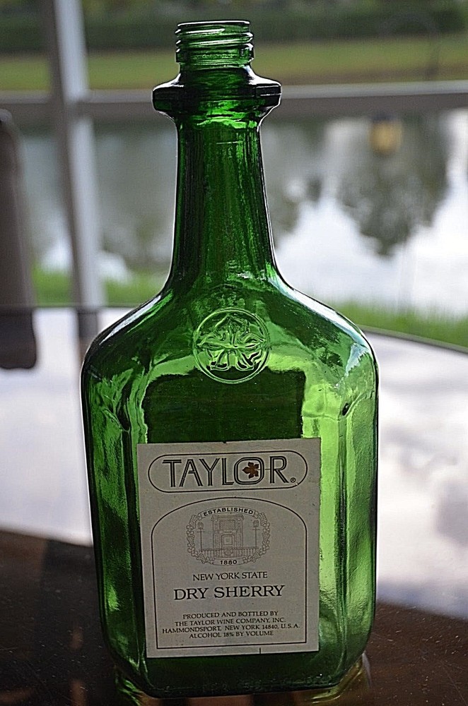 Vintage TAYLOR Dry Sherry Wine Bottle Dark Green Hammondsport NY New York