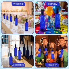 Empty 750ml Blue Wine Bottles with Screw Cap & Seal Rope – 6 Pack for Weddings,