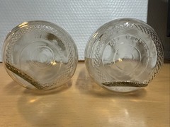 2 Vintage Angel Paul Mason 1 Liter Since 1852 Glass Wine Decanters