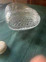 Vintage Wine Bottle Jug Clear Glass Embossed Design One-half Gallon