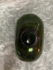 Vintage 1940s Green Wine Half Gallon Bottle 10” Tall, Glass Embossed Grape Vines
