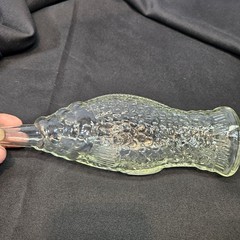 Fish Shaped Clear Glass Wine Bottle 12” Tall Bottle corked CLEAN