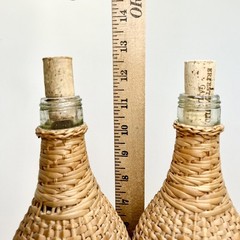 VTG Demijohn Style Handmade Woven Wicker Double Wine Wrap/Holder Bottles Empty