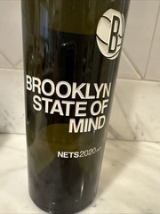 Brooklyn Nets NBA Super Rare Etched Empty Wine Bottle 2020 – MINT CONDITION