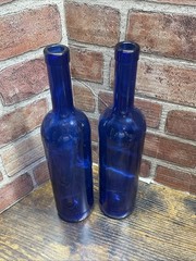 Vintage Cobalt Blue Glass Wine Bottles 750ml Collectible Bottles 12.5”