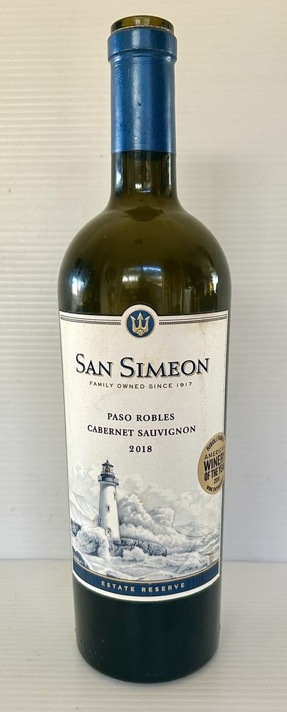 Empty Wine Glass Bottle San Simeon 2018 Cabernet Sauvignon Paso Robles CA 750ml