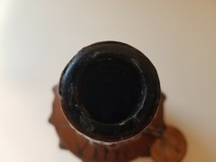 VINTAGE VINO LEATHER COVERED WINE BOTTLE WITH CORK/CHAIN EMPTY