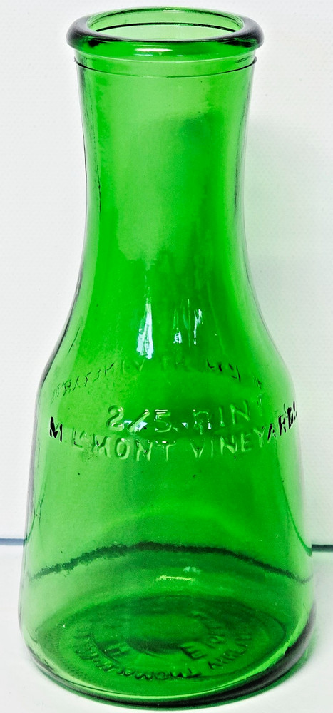 Cruet M LAMONT VINEYARDS Green Glass Empty Wine Vintage 2/5 Pint