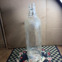 Vintage Fairview Wine Of Maine Pressed Glass Jug Embossed Grapes Leaves 64 Oz