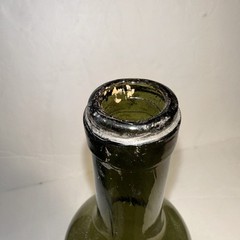 Antique Hand Blown Thick Green Deep Punt Base Wine Glass Bottle 12”