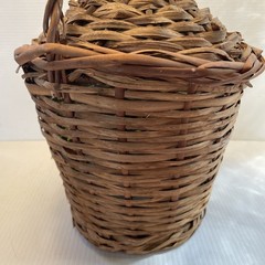 Vtg Wicker Wrapped Demijohn De Muller Spain Green Glass Wine Bottle 12.5”h x 8”w