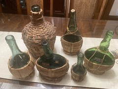 Collectible Bolla Green Glass Bottle Set Of 6
