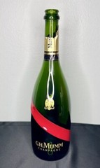 G.H. Mumm Empty Champagne Bottle 12” Green Red Gold Classic Home Man Cave Decor