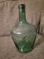 Vtg VIRESA Green Blue 10&Prime; Wine Jug Viresa Glass Bottle Carbon Demijohn Terrarium