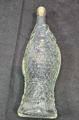 Fish Shaped Clear Glass Wine Bottle 12” Tall Bottle corked CLEAN
