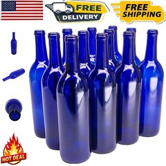 Versatile 750ml Cobalt Blue Wine Bottles – Ideal for Home Winemaking – Set of 12