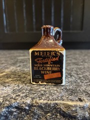 Meier’s Square Stoneware 2 Oz Mini Jug BlackBerry Wine With Paper Label