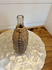 Vintage 1967 Wicker Wrapped Portugal QUINTA Lisbon Wine Bottle Empty