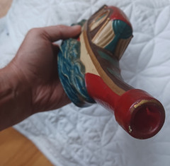 Vintage Viarengo Painted Gondola Boat Shelf Art Glass Wine Bottle Torino Italy