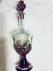 STUNNING Vintage SAINT LOUIS France Crystal Clear Purple Wine Decanter Carafe