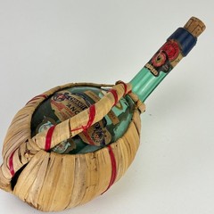 Vintage 1970 Chianti Fiasco Straw Empty Bottle Wrapped Italy 1 Qt Decor 11&Prime; Aqua