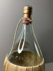 Empty Glass Table Wine Bottle Outside Torch 1.5 L Rattan Wrapped Wick Italy
