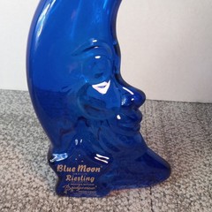 Blue Moon Riesling 500ml Blue Glass Collectible Wine Bottle Moon Face Design
