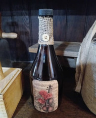 Hand Crafted Decorated Amber Wine Bottle